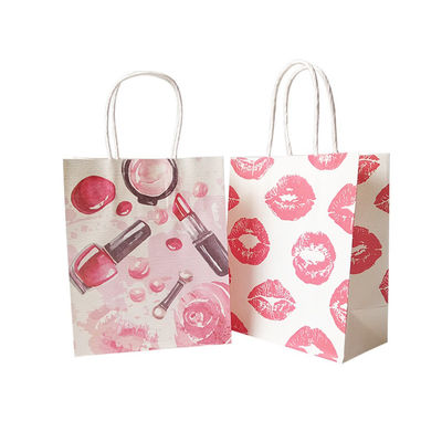Recyclable Offset Printed Paper Shopping Bag , Take Away Food Bag Foldable