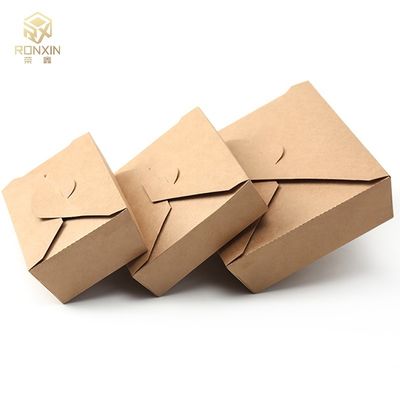 Tightly Packed Salad Paper Box , Kraft Takeaway Boxes Foldable For Fruit