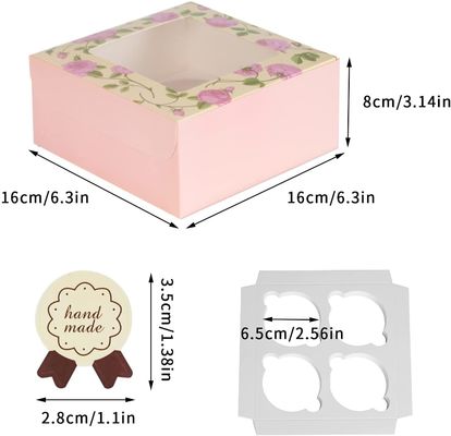 FSC Certificate 16cm Paper Carton Box , Mini Cupcake Gift Boxes With Window